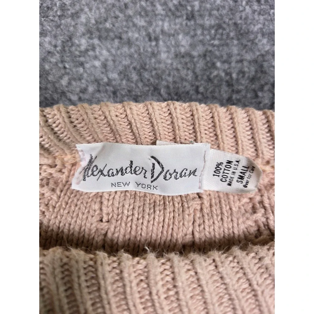 Vintage Alexander Doran Sweater Womens Small Pink Cable Knit Cotton‎ Crewneck